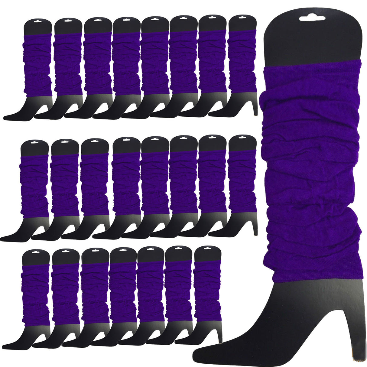 24x Purple Leg Warmers Bulk Pack - Womens Dance Costume/80s Party
