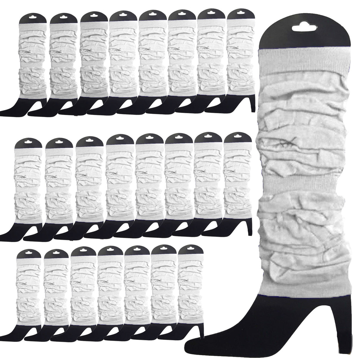 24x White Leg Warmers Bulk Pack - Womens Dance Costume/80s Party