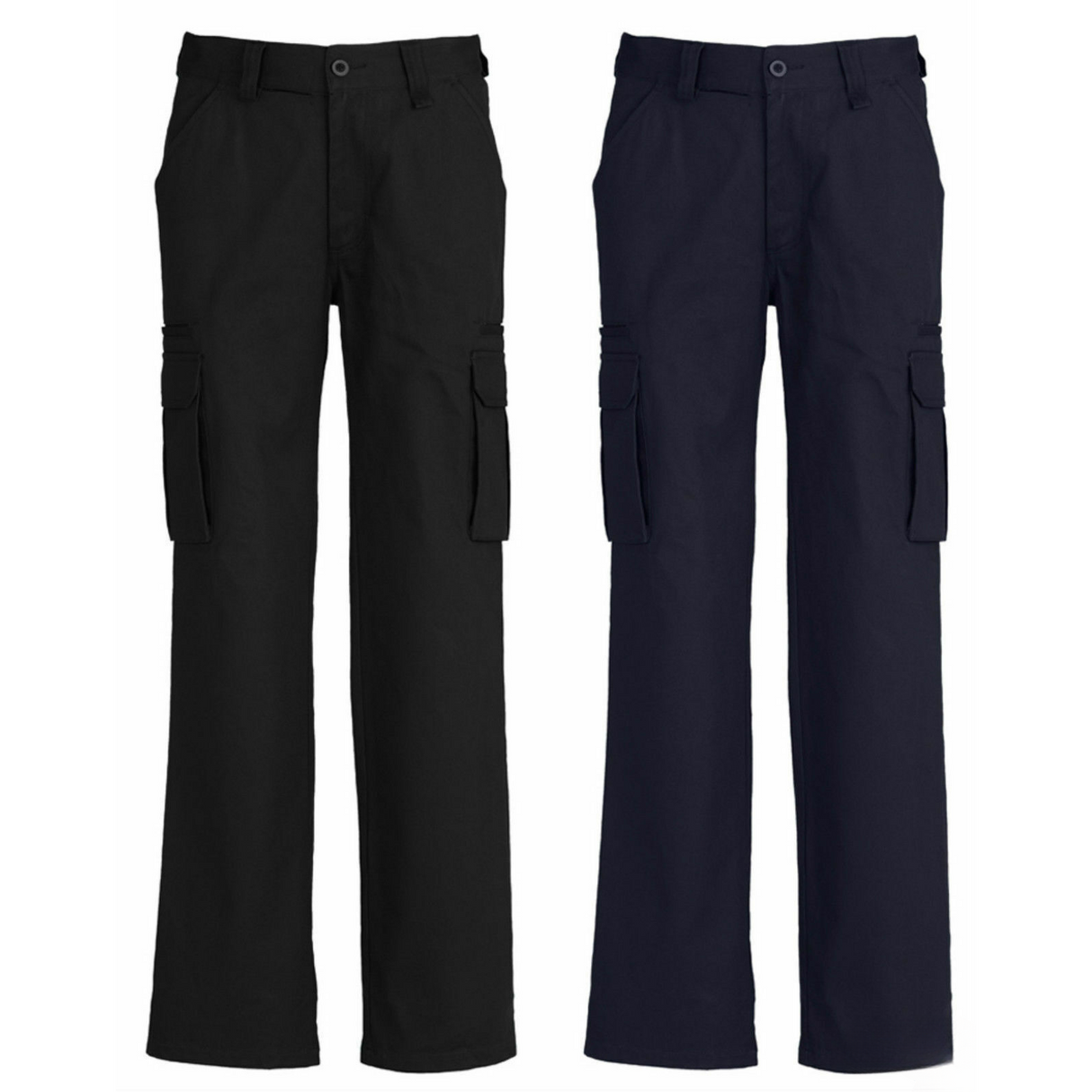 Mens CARGO PANTS Work Wear Trousers 100% COTTON Tradie Pockets Military 310gsm - Black
