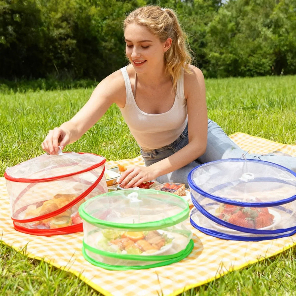3 Piece Pop-Up Food Cover Set (BBQ, Camping & Picnic Insect Protector)