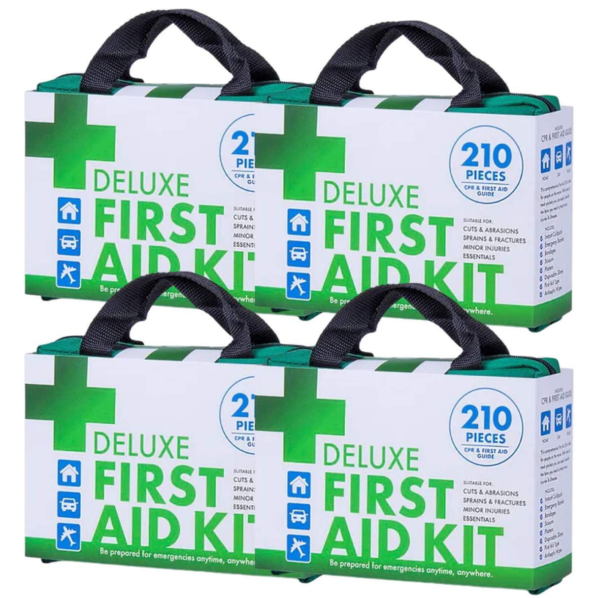 4x 210pcs Emergency First Aid Kit Bulk - Medical Set for Work/Offices/Travel/Family