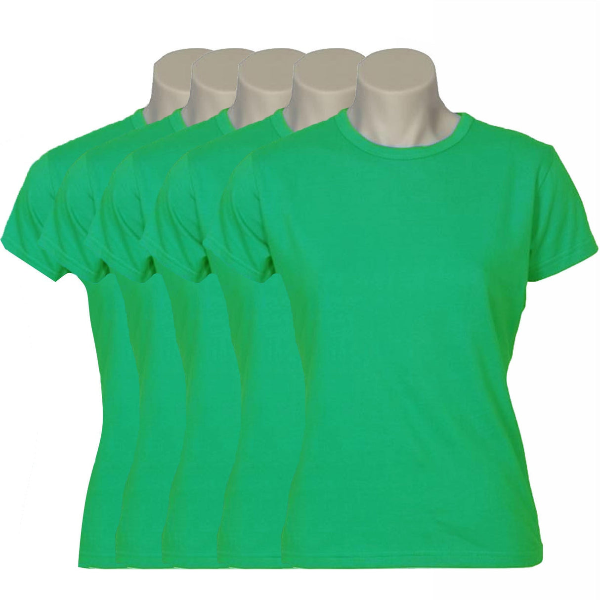 5x Womens Plain Ladies T SHIRT 100% COTTON Basic Tee Casual Top Size 6-24 BULK - Assorted Colour Pack