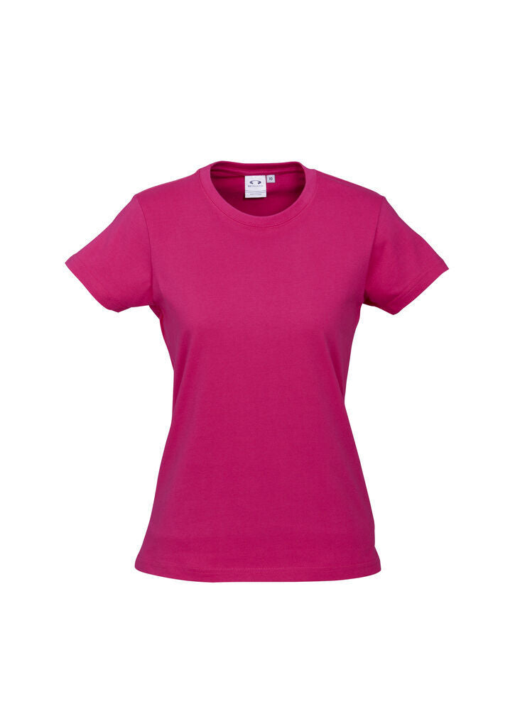 5x Womens Plain Magenta Pink T-Shirt Bulk Pack - 100% Cotton Casual Basic Top