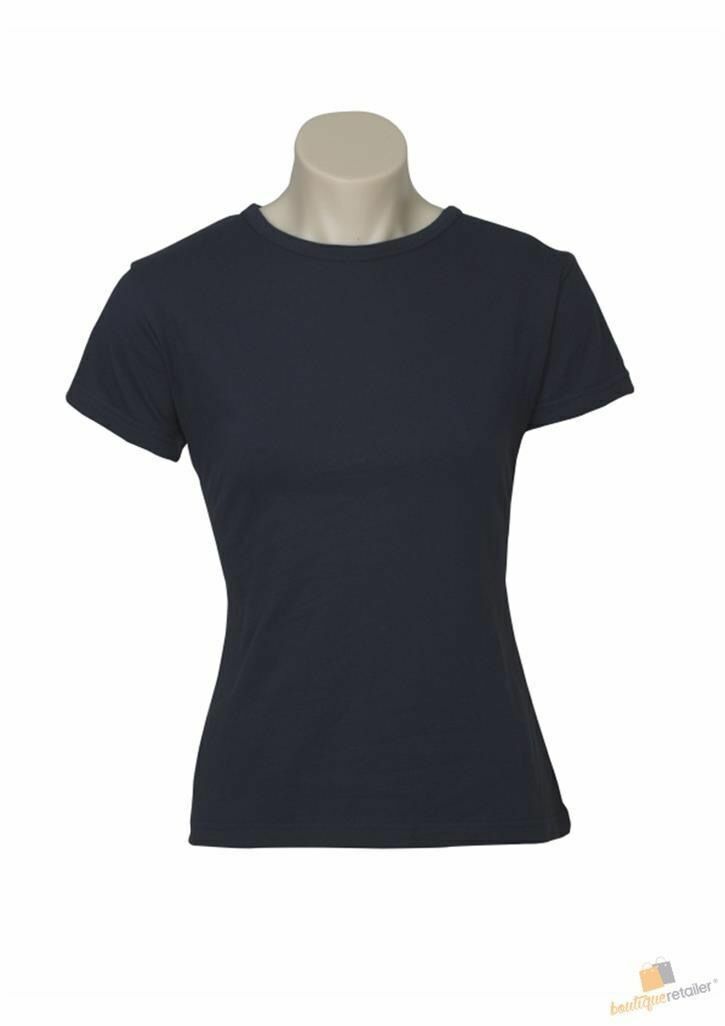 5x Womens Plain Navy Blue T-Shirt Bulk Pack - 100% Cotton Casual Basic Top