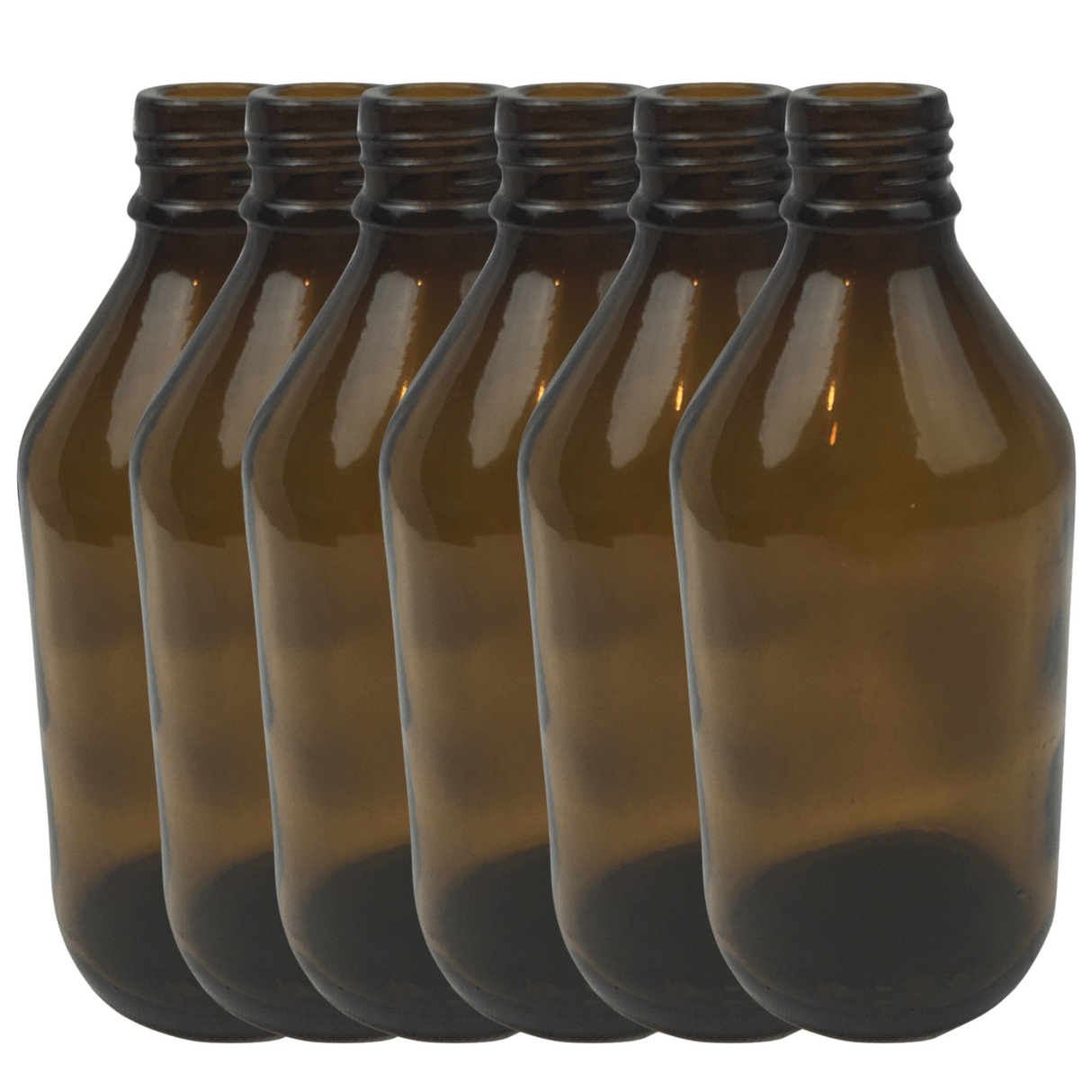 6x 600ml Brown Glass Bottles Without Lid/Cap Bulk Pack
