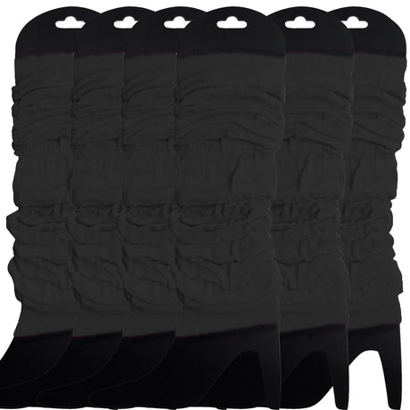 6x LEG WARMERS Knitted Womens Neon Party Knit Ankle Fluro Dance Costume 80s BULK - Black
