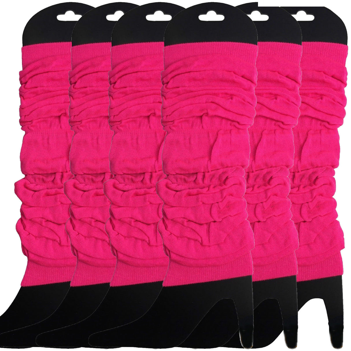 6x Fluro Hot Pink Leg Warmers Bulk Pack - Womens Dance Costume/80s Party