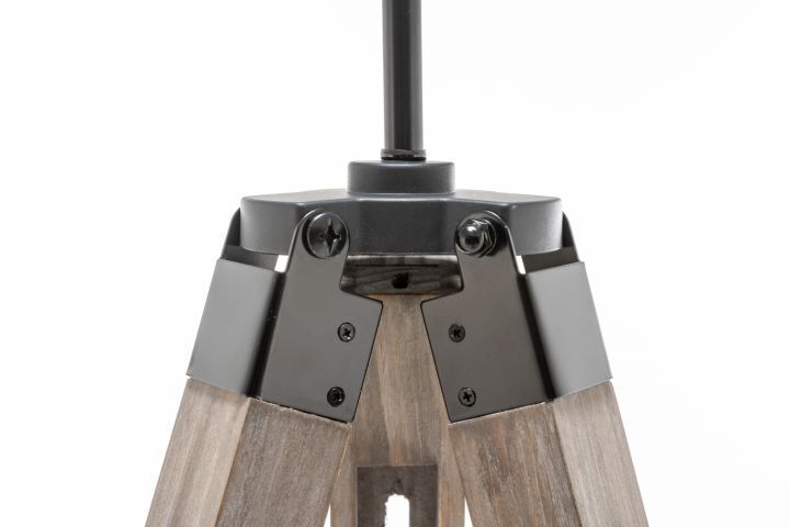 145cm Adjustable Wooden Tripod Floor Lamp with Modern Linen Light Shade