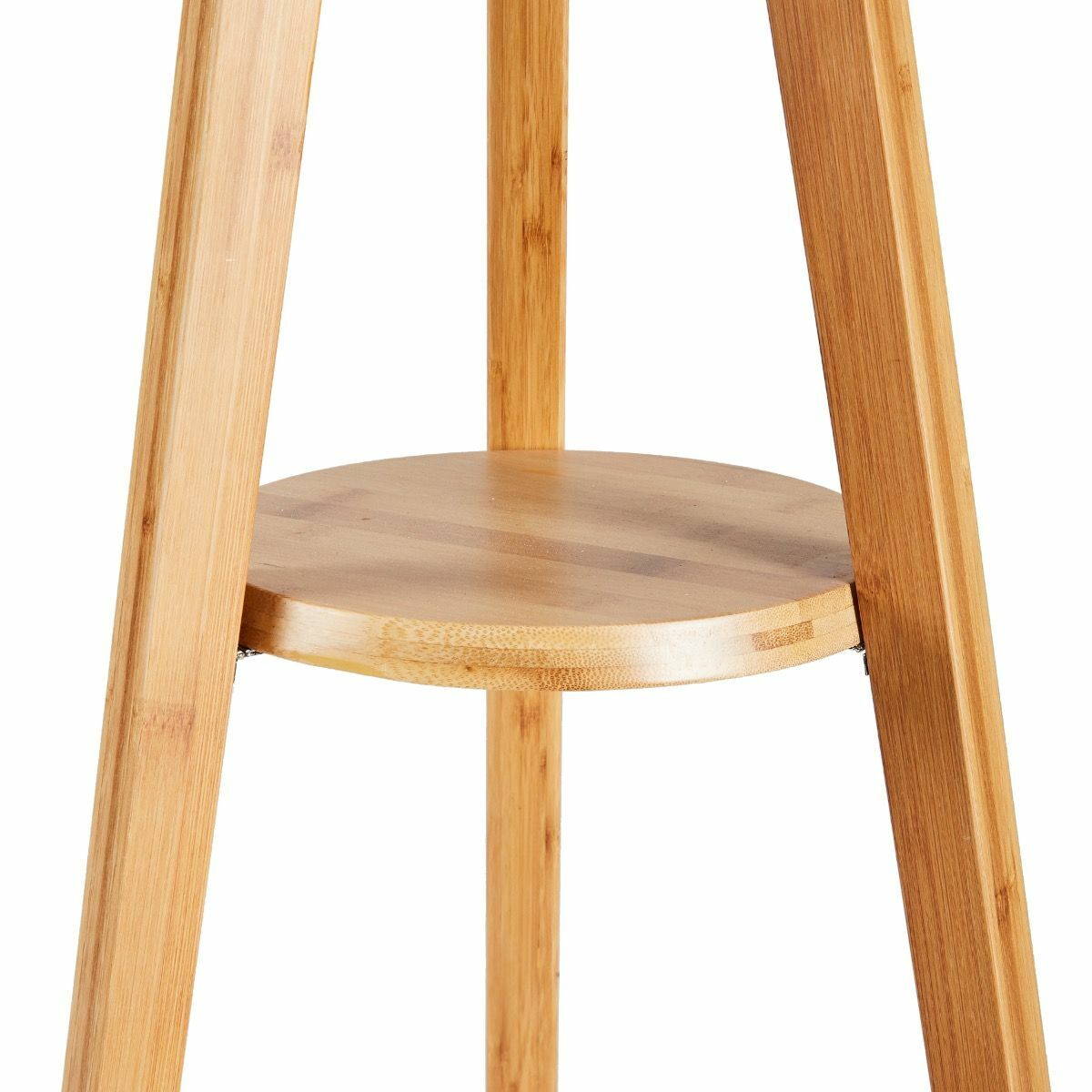 156cm Bamboo Wooden Tripod Floor Lamp with White Light Linen Shade