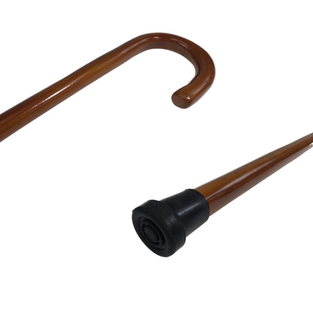 92cm WOODEN WALKING STICK Wood Cane Pole Carved Varnished Deluxe Quality Sturdy - Brown