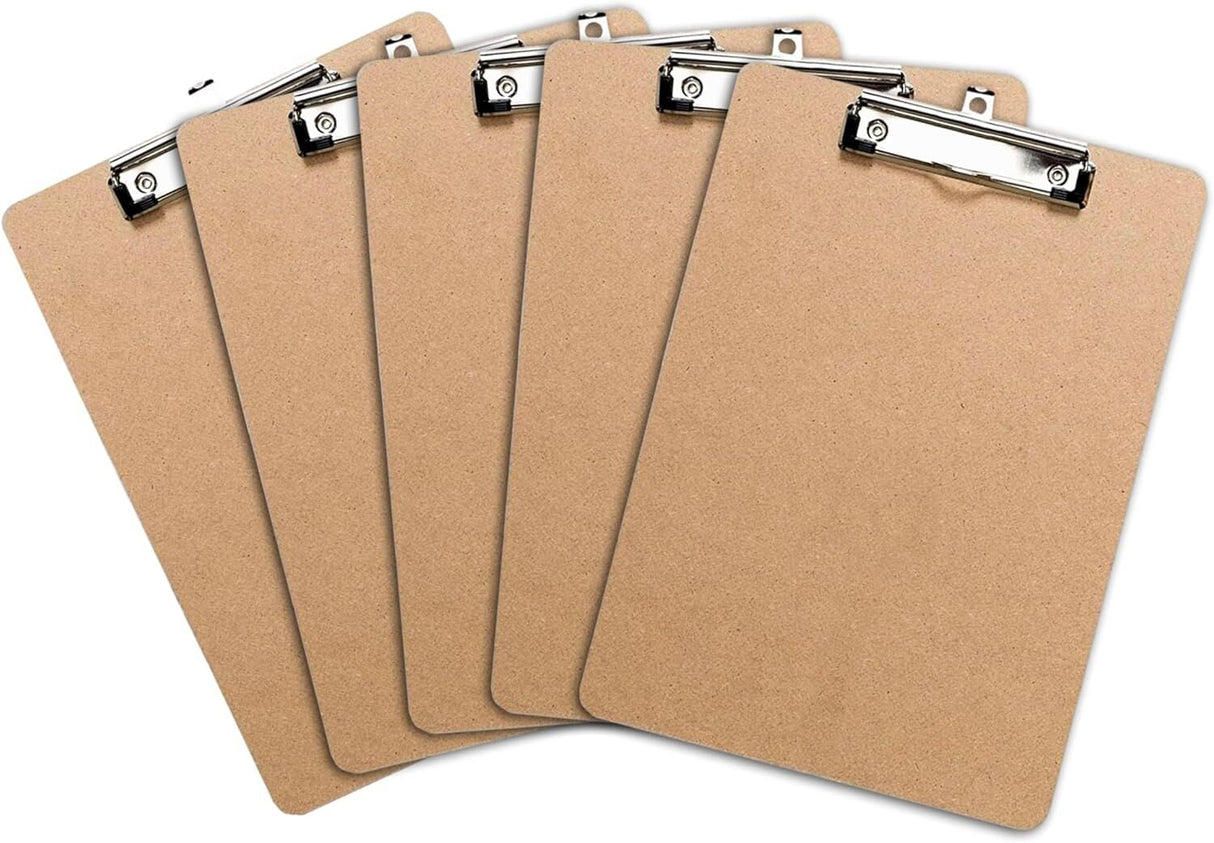 12x Wooden A4 Clipboard Bulk Pack - Office Writing Board/Restaurant Menu Clip Hardboard