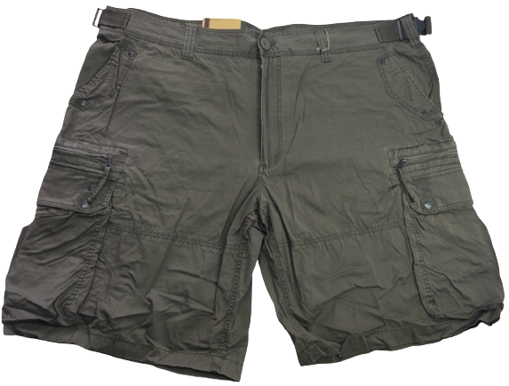 Deluxe PLUS SIZE CARGO SHORTS Heavy Duty Big Sizes Summer 100% COTTON - Khaki Green - L (40""/102cm)