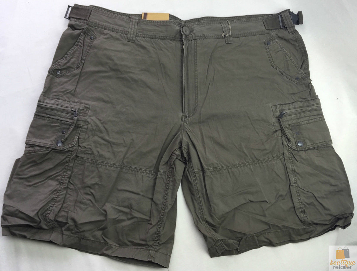 Mens 100% Cotton Cargo Shorts - Khaki Green (Heavy Duty Summer Shorts)