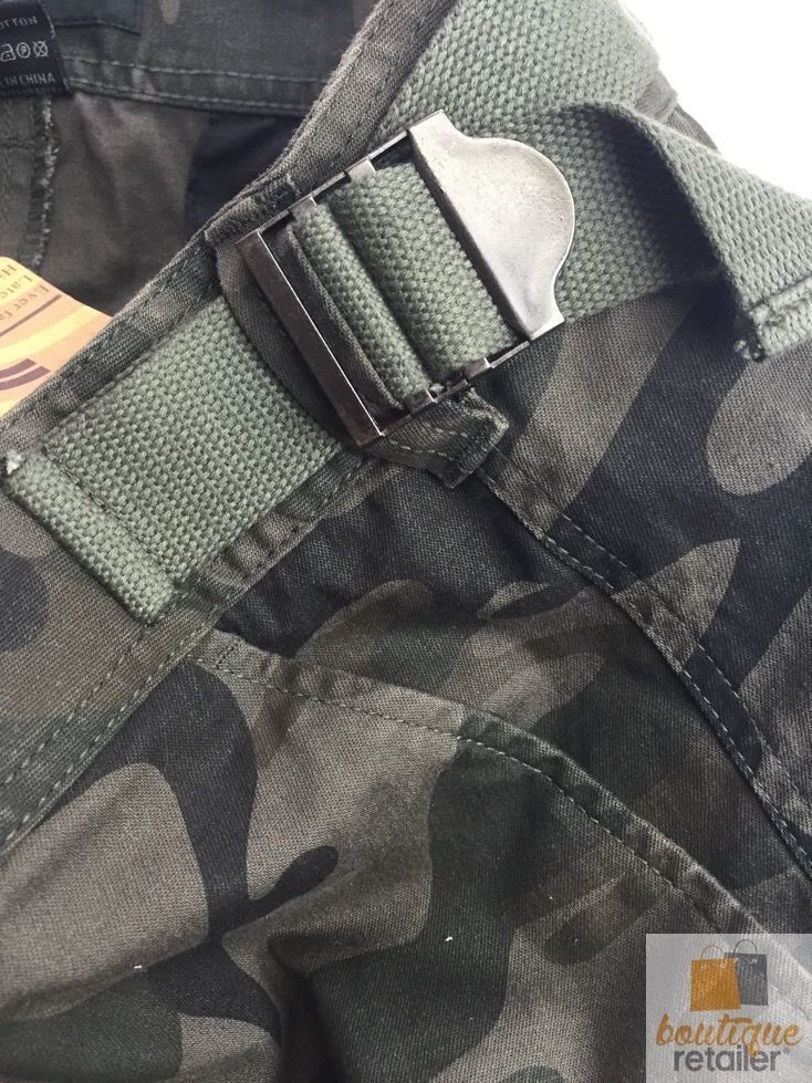 Mens Heavy Duty Cargo Shorts - Dark Camo (Adjustable 100% Cotton Drill Work Summer)