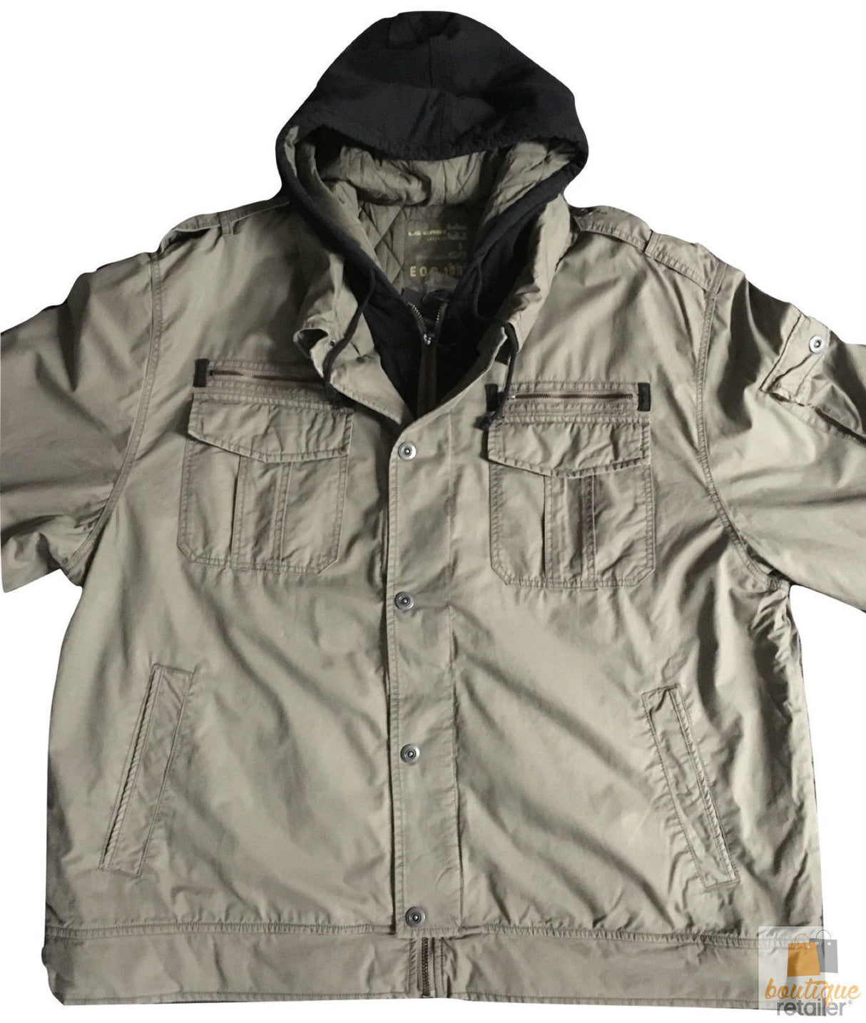 Mens Plus Size 100% Cotton Hooded Winter Coat - Green (Big & Tall Warm Jacket)