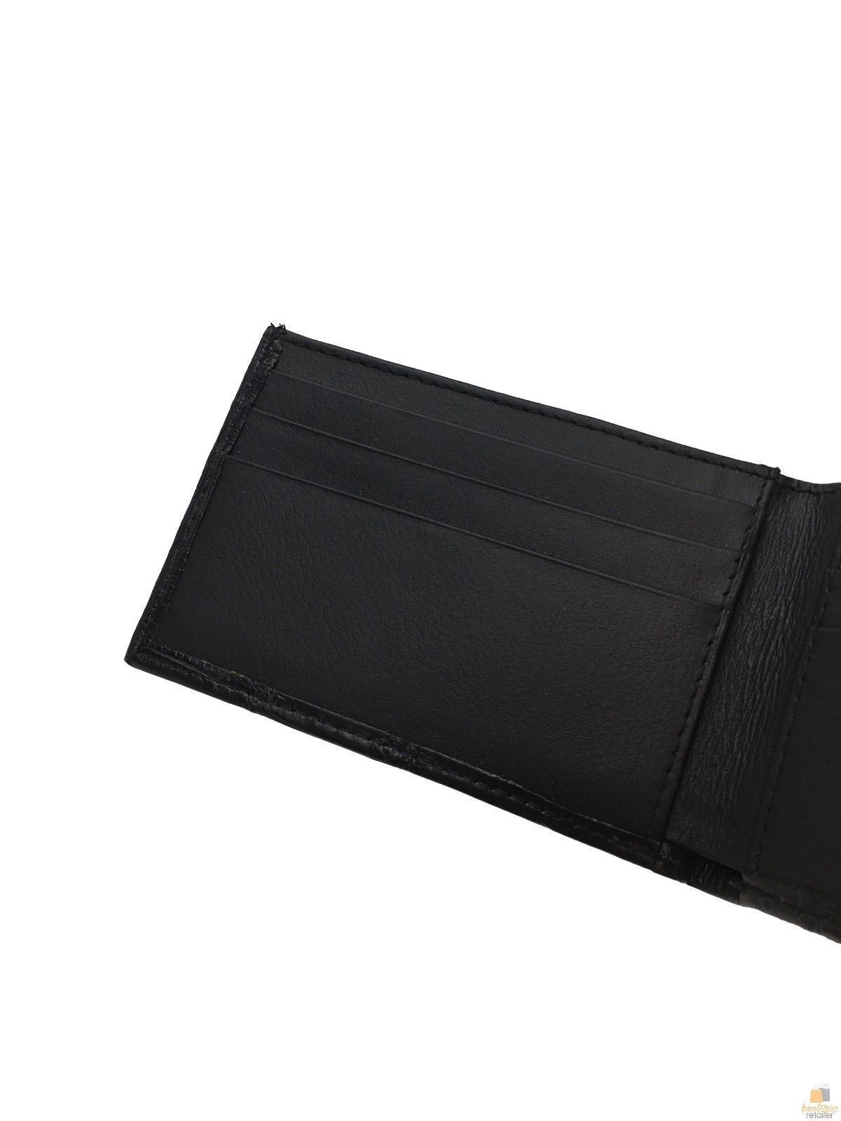 Mens Genuine Crocodile Leather Slim Bi Fold Wallet - Black