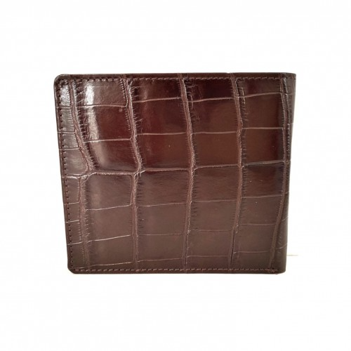 Mens Genuine Skin Crocodile Leather Wallet Bi Fold Credit Card Gift - Brown