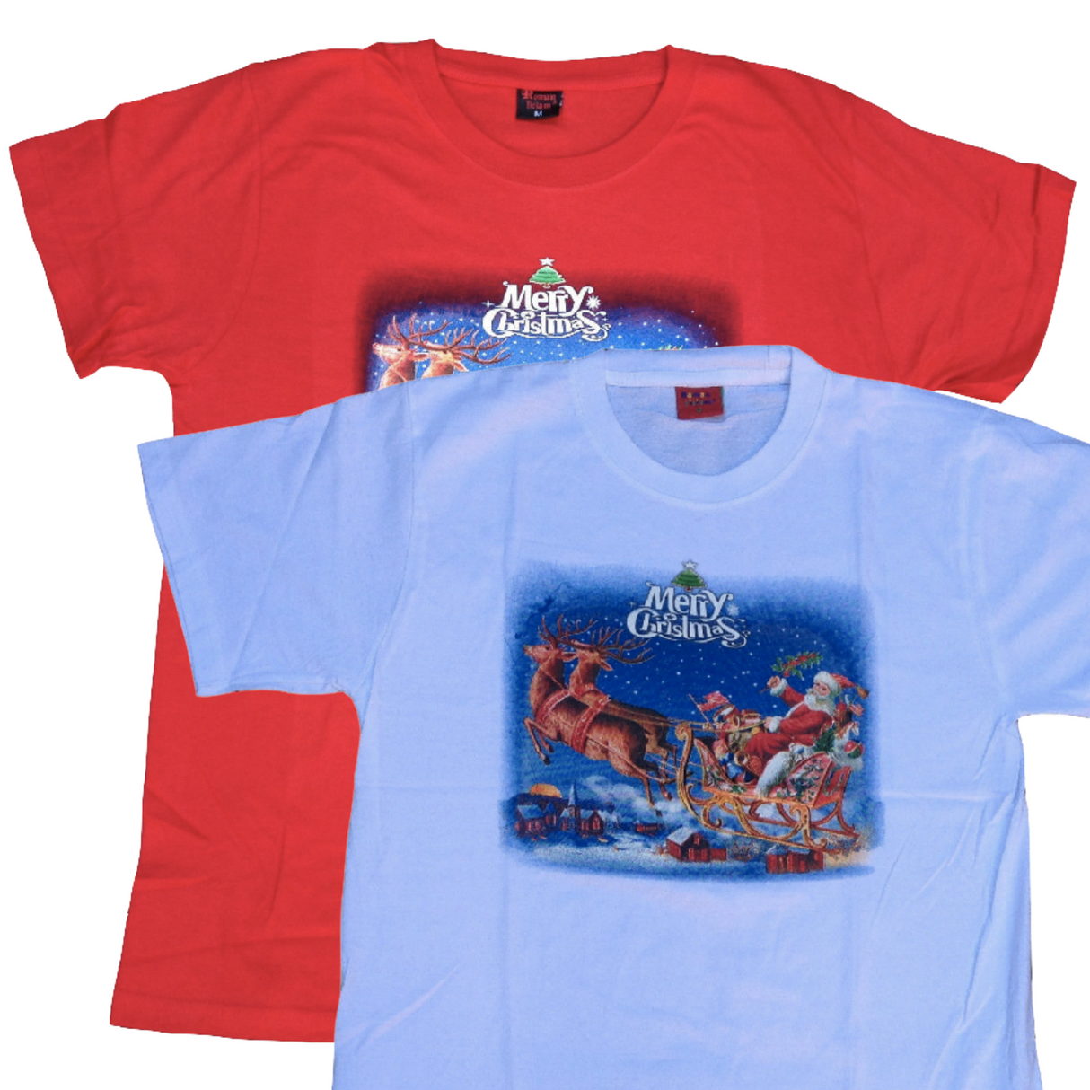 100% Cotton Adult Christmas T Shirt Xmas Top Santa Red White Party Costume - Red