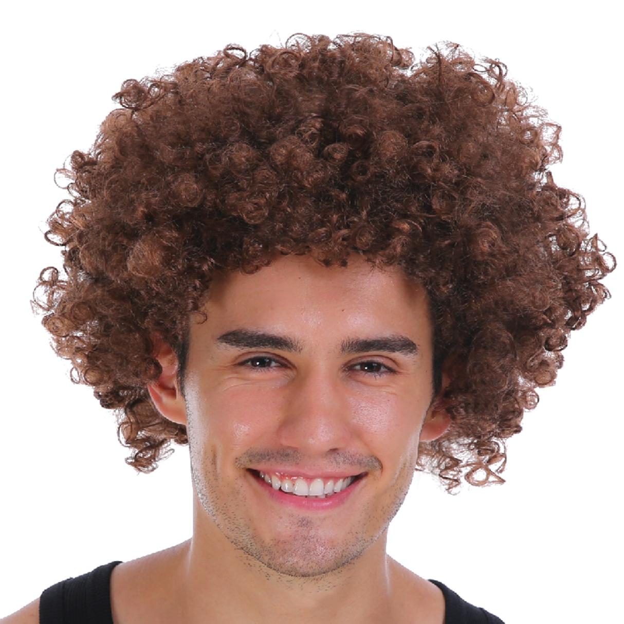 Brown Afro Wig - Deluxe Curly Hair for 70s/80s Costume & Fancy Dress Party