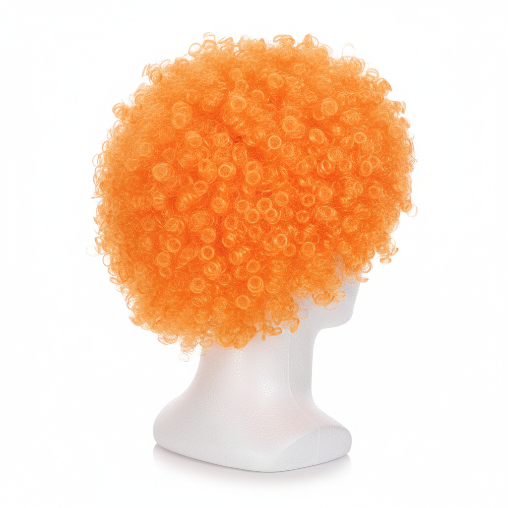 Orange Afro Wig - Deluxe Curly Hair for 70s/80s Costume & Fancy Dress Party