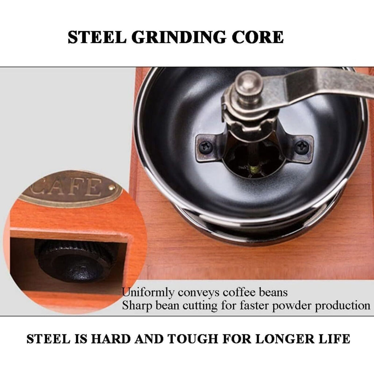 Antique Coffee Grinder Mill Manual Hand Made Wooden Bean Grind Pepper