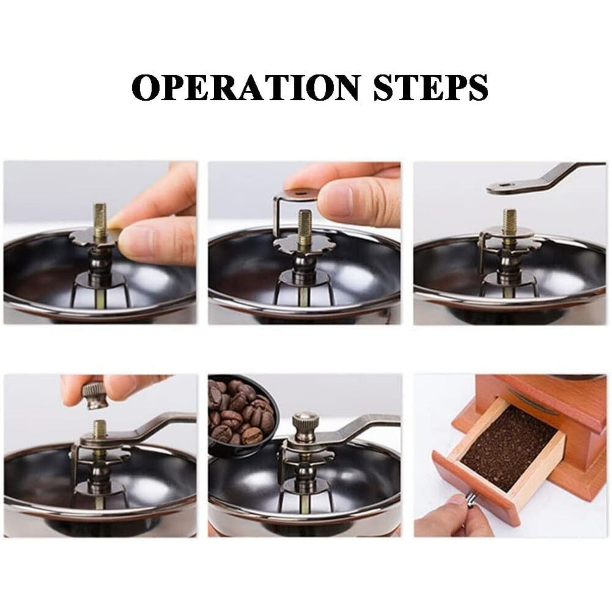 Antique Coffee Grinder Mill Manual Hand Made Wooden Bean Grind Pepper