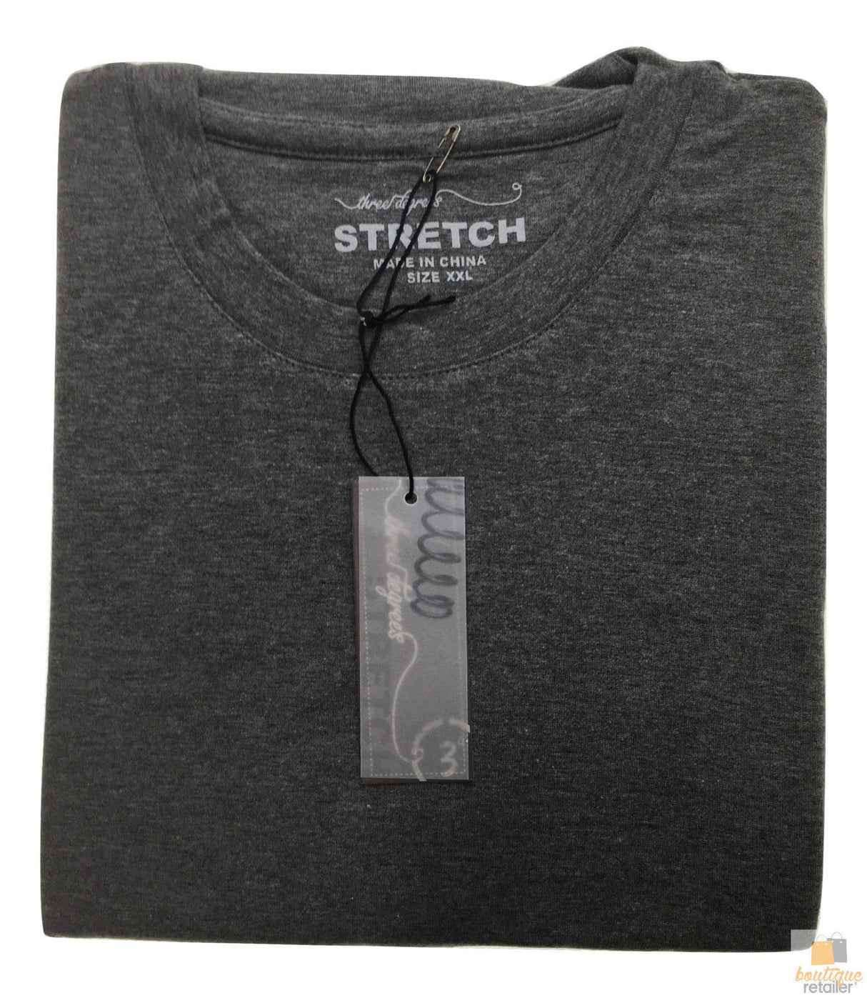 Mens COTTON STRETCH T-SHIRT Tee Top Plain Blank Adults Slim Skinny Fitted - Grey