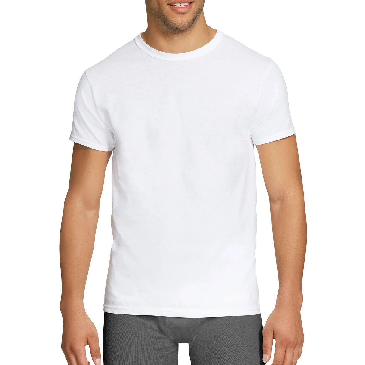 Mens COTTON STRETCH T-SHIRT Tee Top Plain Blank Adults Slim Skinny Fitted - White