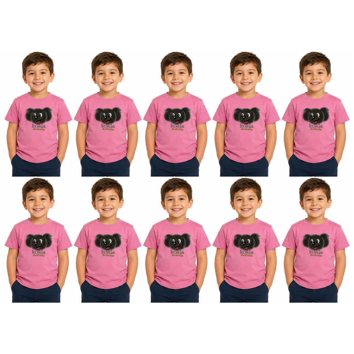 10x Kids Koala Australia T-Shirt Bulk Pack - Light Pink (100% Cotton Childrens Souvenir Gift Top)