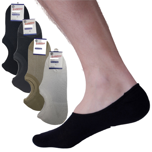 12x Pairs No Show Bamboo Socks Non-Slip Heel Grip Low Cut Invisible Footlet New - Beige