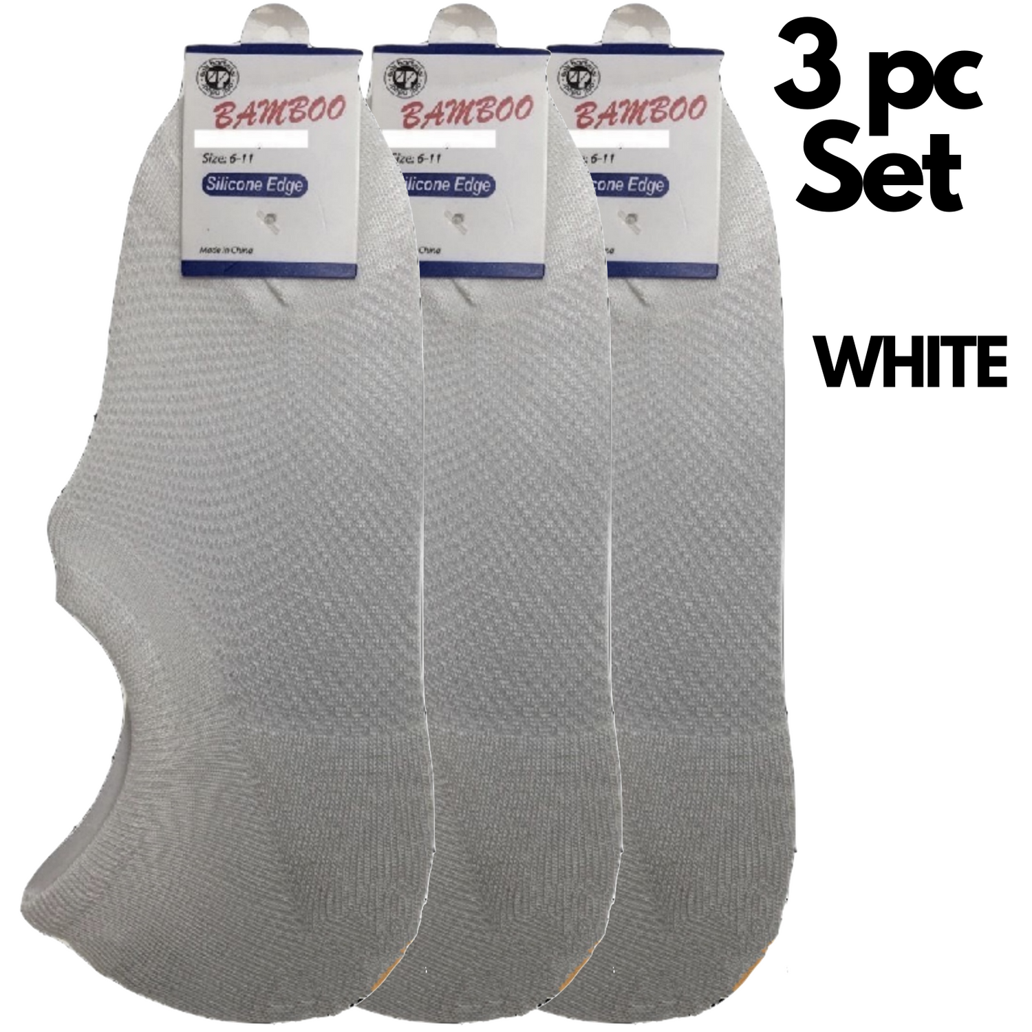 3x Pairs No Show Bamboo Socks Non-Slip Heel Grip Low Cut Invisible Footlet New - Black