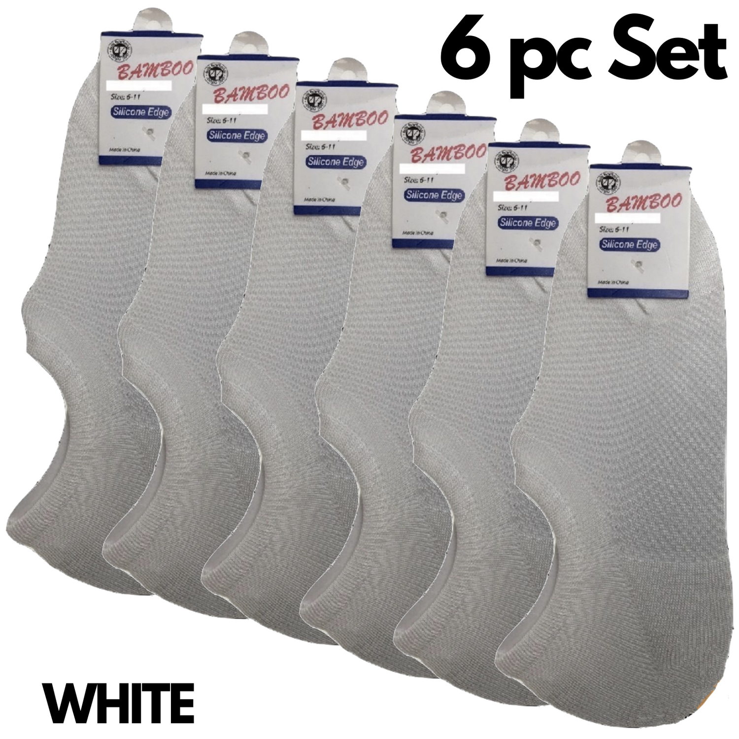 6x Pairs No Show Bamboo Socks Non-Slip Heel Grip Low Cut Invisible Footlet New - Black