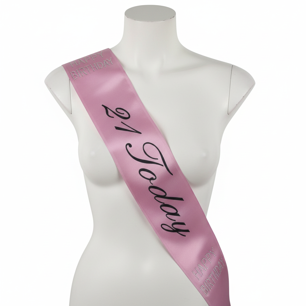 21st Birthday Sash "21 Today" (Pink) - Girls Night Celebration Party