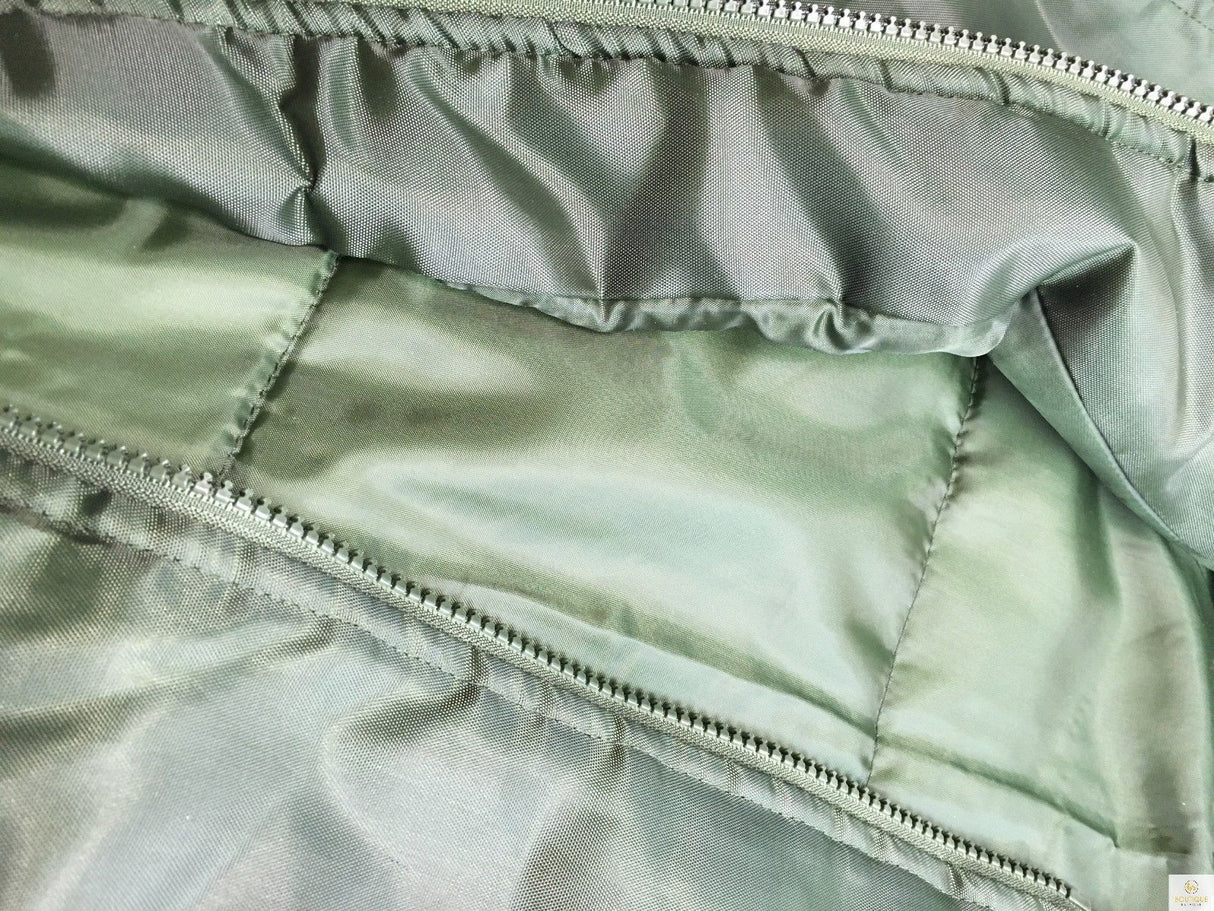 Plus Size Quilted Bomber Jacket - Classic Padded Winter Coat - Bottle Green