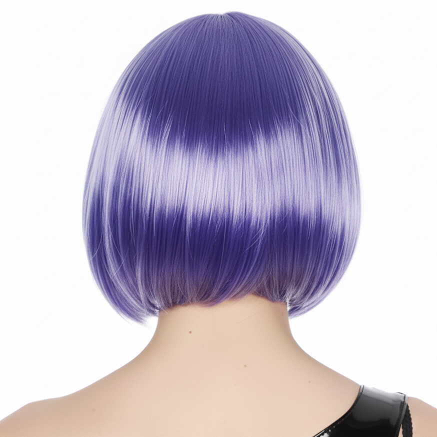 Purple Bob Wig - Short Straight Fringe Hair for Cosplay Costume/Fancy Dress Party