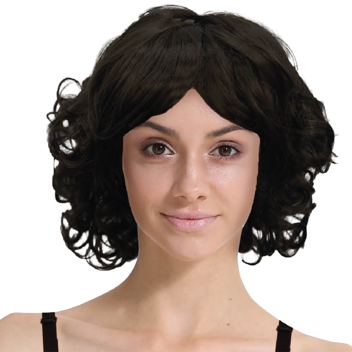 Black Bob Wig - Curly Fringe Hair for Cosplay 60s/70s Costume/Fancy Dress Party