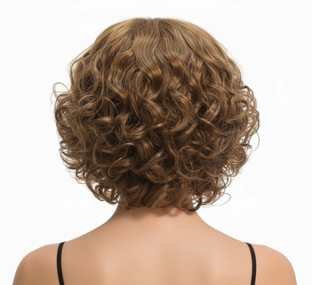 Brown Bob Wig - Curly Fringe Hair for Cosplay 60s/70s Costume/Fancy Dress Party
