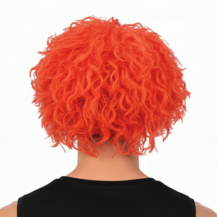 Orange Afro Wig - Crazy Curly Hair for 70s/80s Rock, Punk & Fancy Dress Party