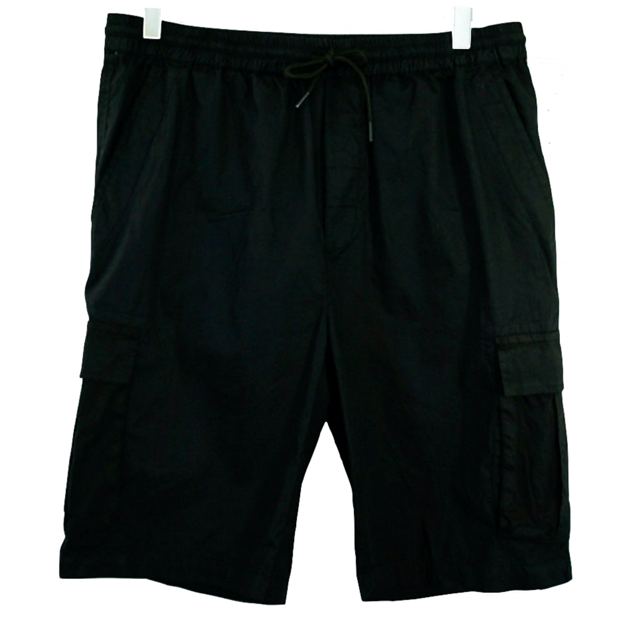 CARGO SHORTS Elastic Waist 100% COTTON Army Pocket Mens Drawstrings 0526 - Black Coal