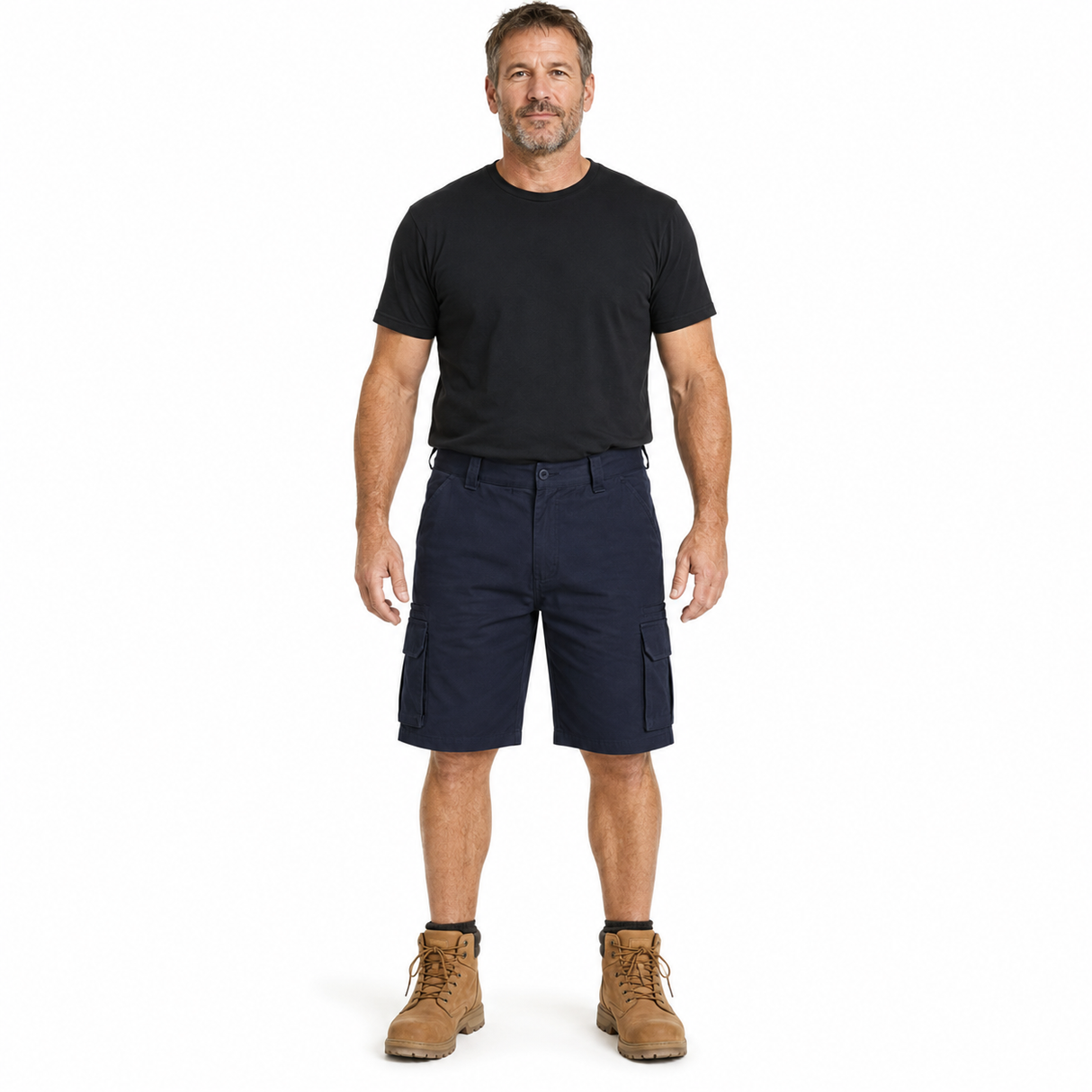 Mens 100% Cotton Cargo Shorts - Navy Blue (Heavy Duty Drill Work/Tradie)