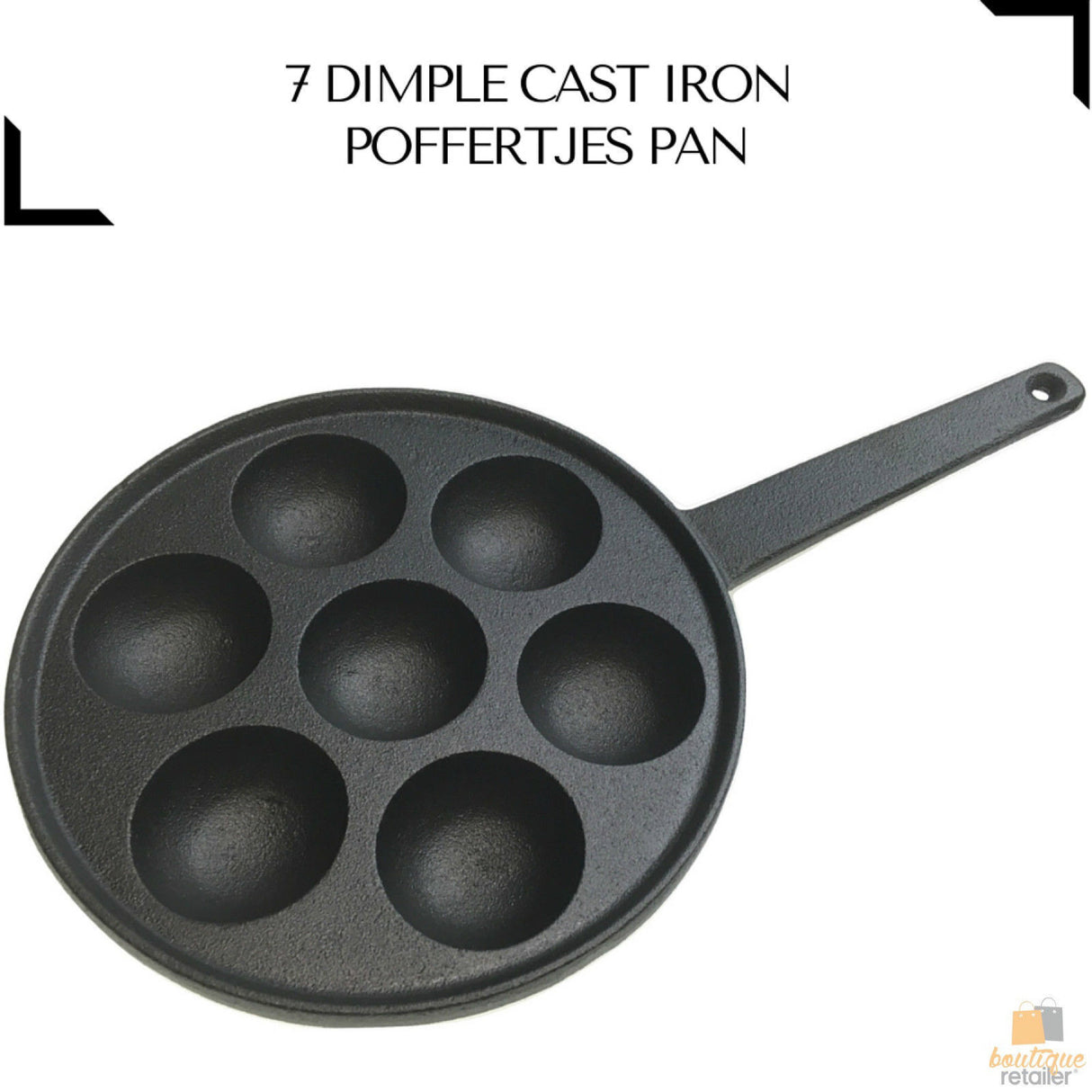 7 Hole Dimple Cast Iron Poffertjes Mini Dutch Pancake Pan with Handles