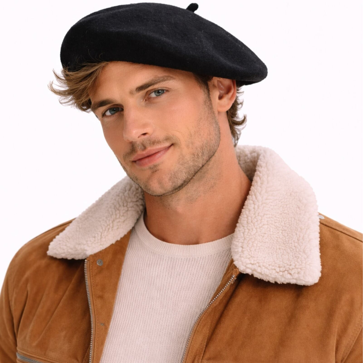 Black French Beret Hat - Unisex Military Style Winter Cap