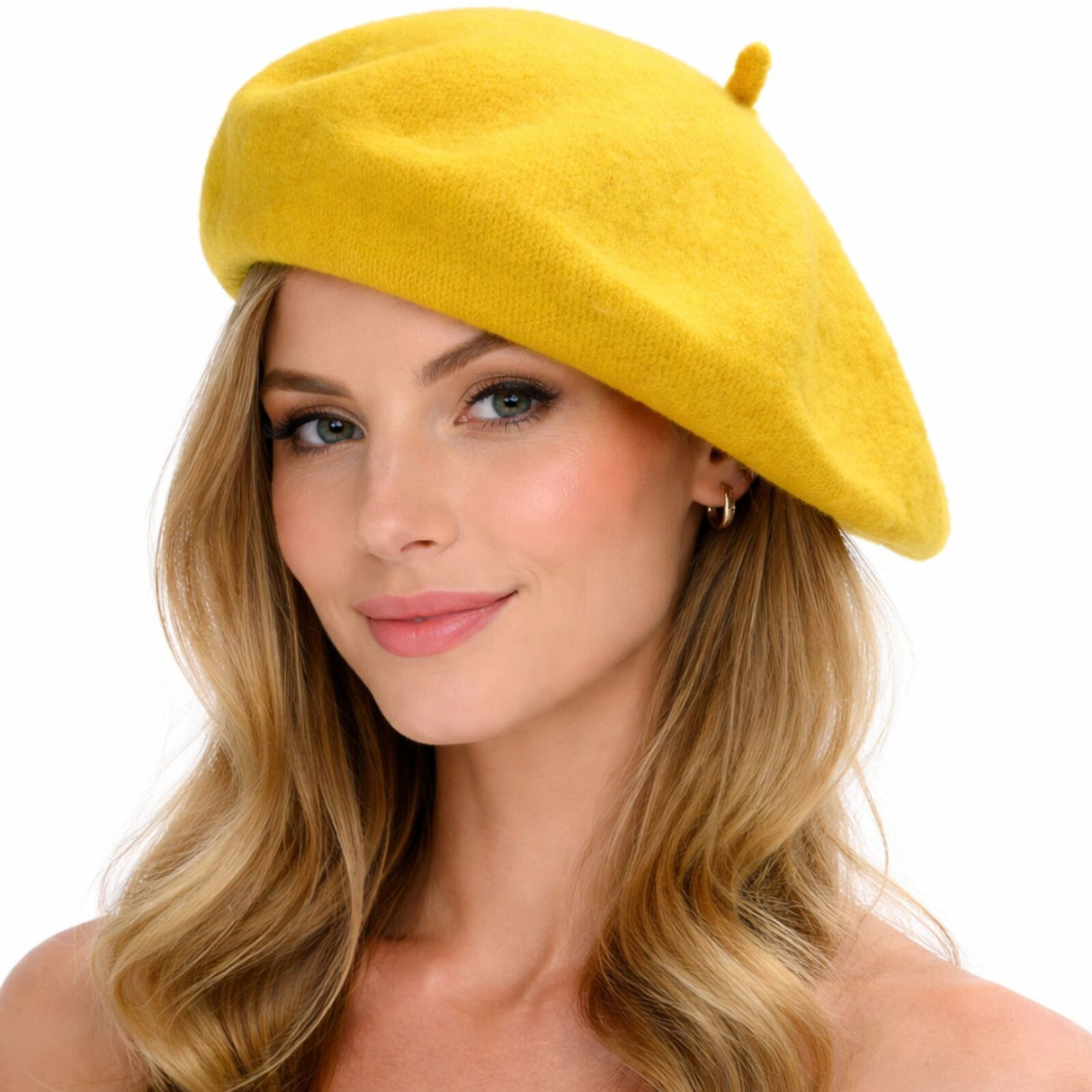 Yellow French Beret Hat - Unisex Warm Winter Military Style Cap