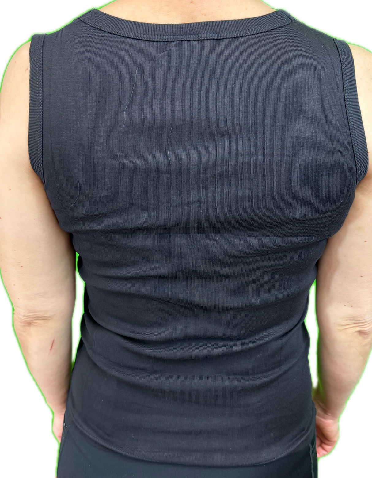 Womens Sleeveless Singlet Tank Top - Black (Summer Basic Shirt w/ Lace Motif Front)