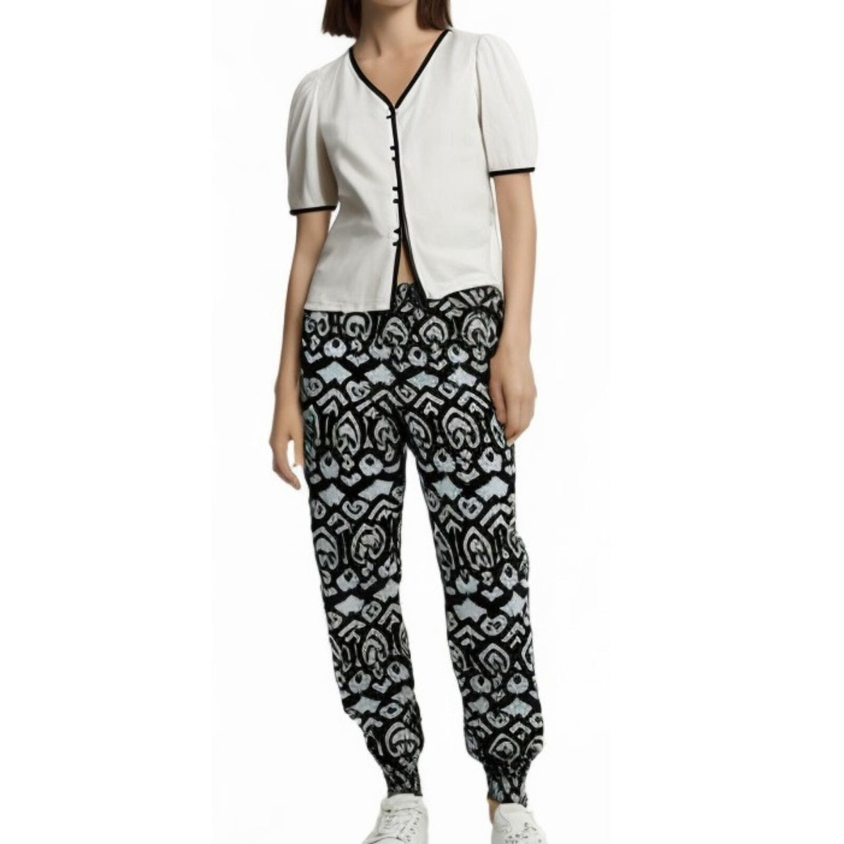 Womens Plus Size Baggy Harem Pants Bohemian Big & Tall Trousers in Black