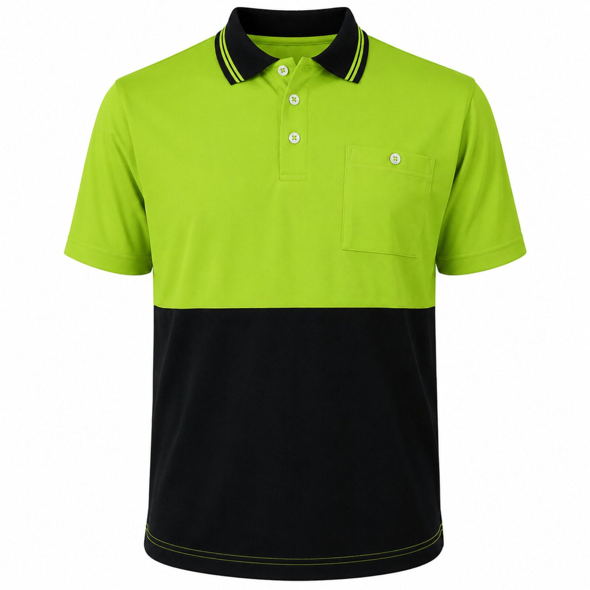 HI VIS Short Sleeve Polo Shirt - Yellow/Navy (High Visibility Fluro Safety Workwear)