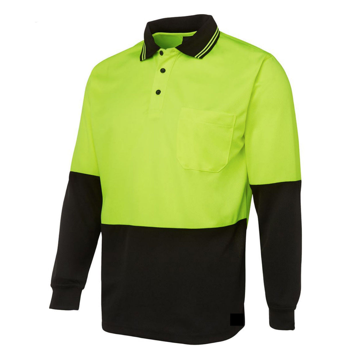 HI VIS LONG SLEEVE POLO SHIRT Top Safety Workwear Fluro Breathable Dry WB - Orange