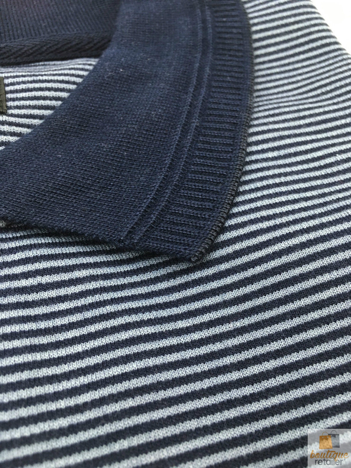 Short Sleeve Polo Shirt Top Short Sleeve Quality Loose Fit Adults Striped - Navy/Storm - M