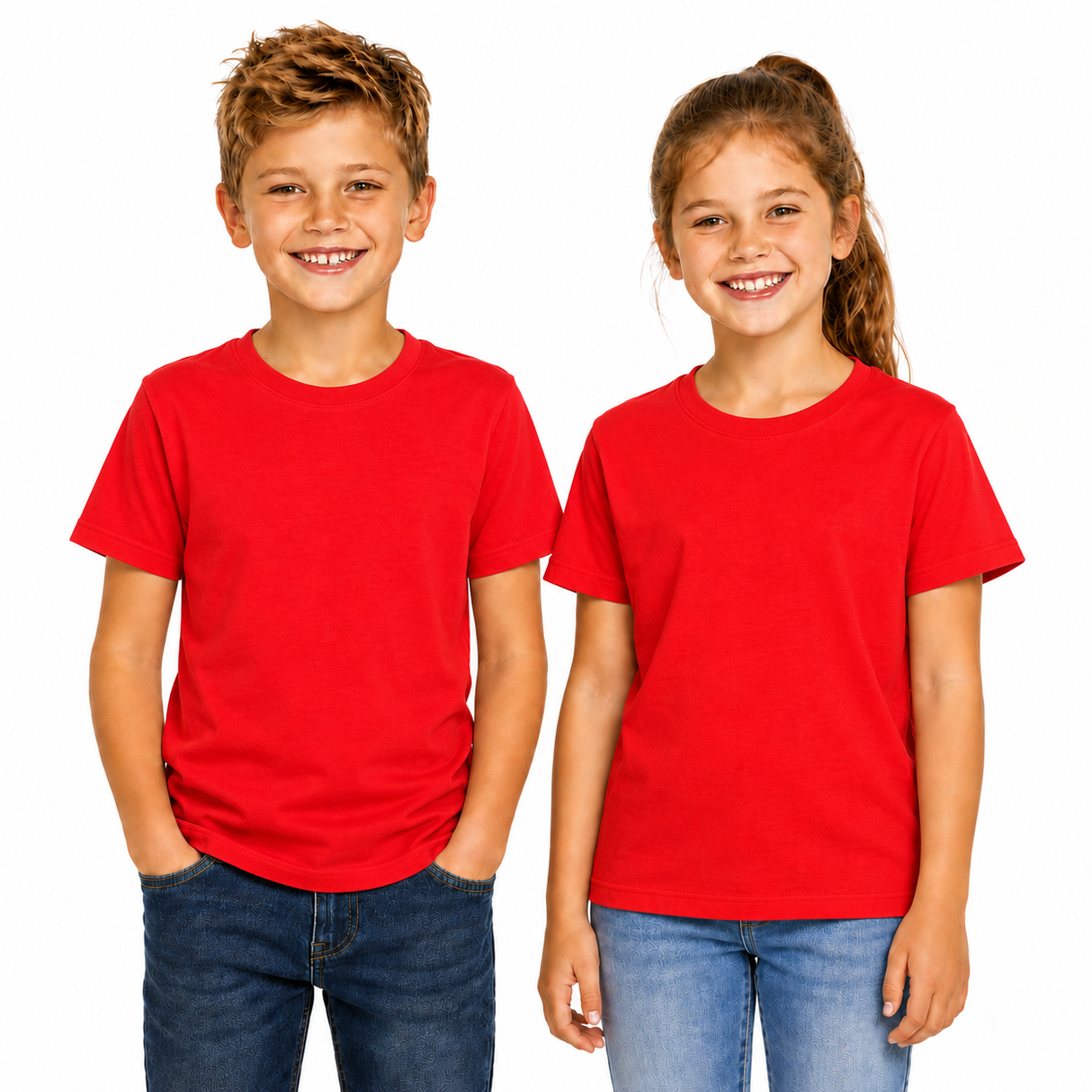 Kids Plain Red T-Shirt - 100% Cotton Childrens Tee Top (For Boys & Girls)