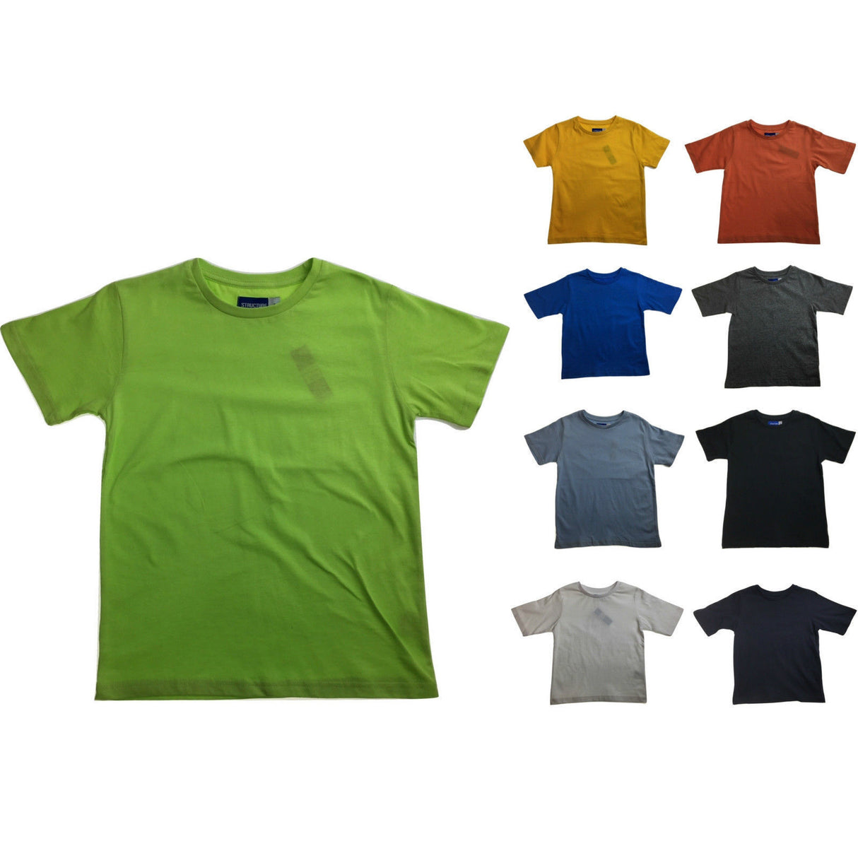 KIDS PLAIN T SHIRT Childrens Child 100% COTTON Boys Girls Basic Blank Tee Top - Navy